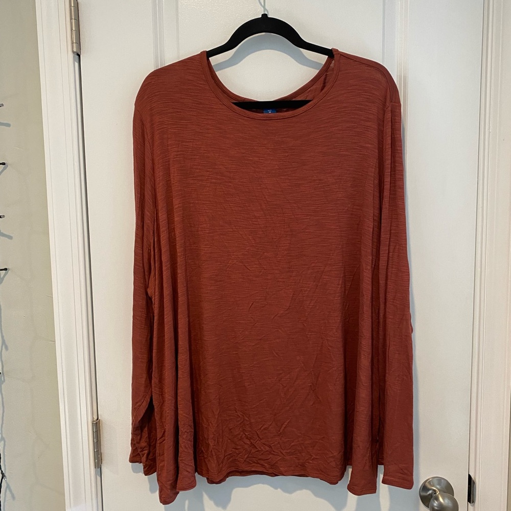 Old Navy Luxe Super Soft Burnt Orange Long-sleeve Top Shirt 3X NWT